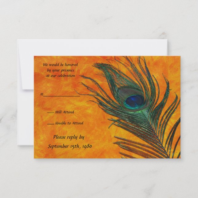 Pluma de pavo real con tarjetas de respuesta de bo (Anverso)