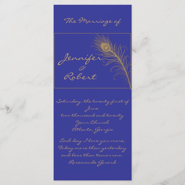 Pluma de pavo real en el programa de oro y azul de (Anverso)