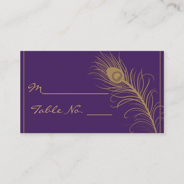 Pluma de pavo real en tarjeta de plaza de oro y ci (Anverso)