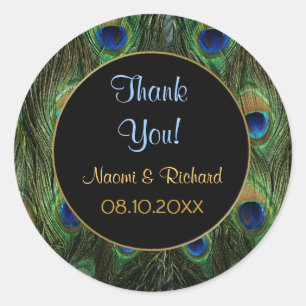 Pluma de pavo real - Gracias Sello - Personalizar