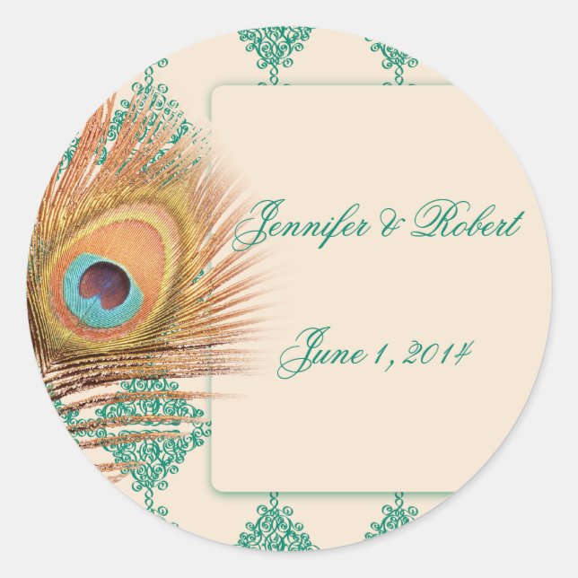 Pluma de pavo real sobre Sello para sobres marroqu (Anverso)