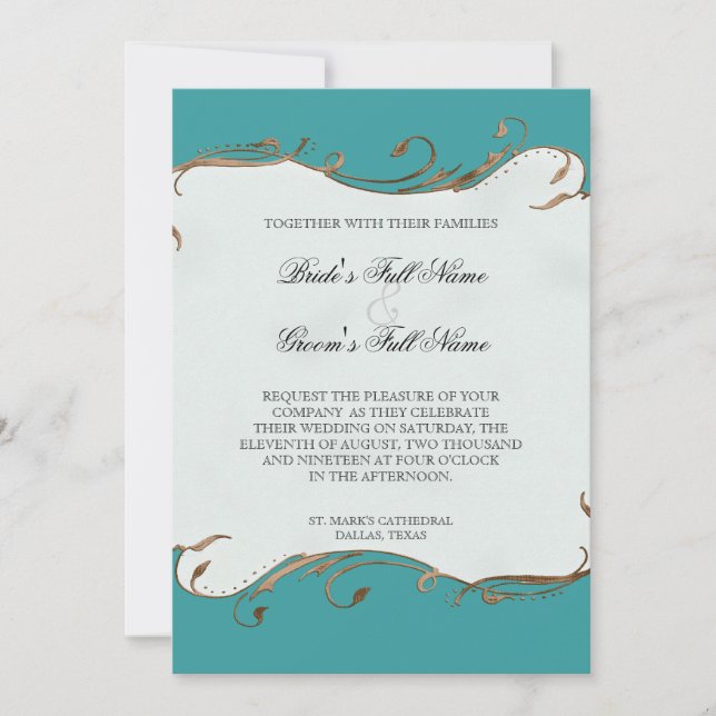 Pluma de pavo real y nalgas - Invitación a la boda (Anverso)