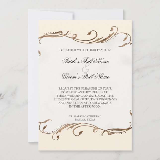 Pluma de pavo real y nalgas - Invitación a la boda (Anverso)