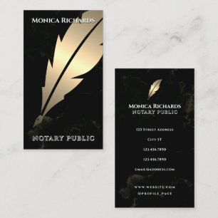 Pluma de plumas doradas notario tarjeta de visita