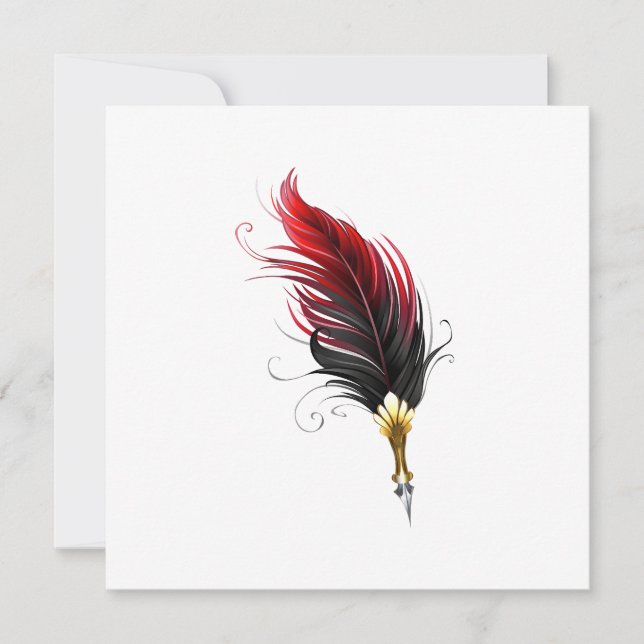 Pluma de plumas rojas con nido de oro (Anverso)