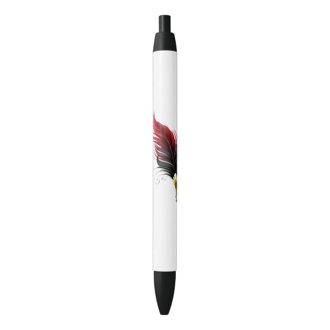 Pluma de plumas rojas con nido de oro (Frente vertical)
