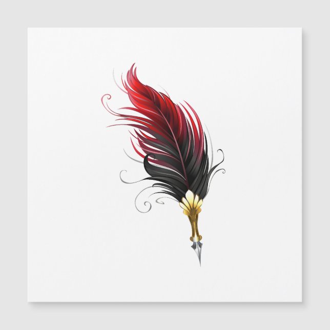 Pluma de plumas rojas con nido de oro (Anverso)