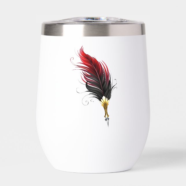 Pluma de plumas rojas con nido de oro (Frente)