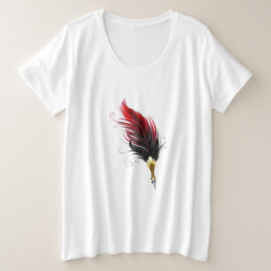 Pluma de plumas rojas con nido de oro