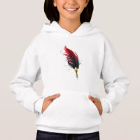 Pluma de plumas rojas con nido de oro