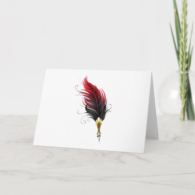 Pluma de plumas rojas con nido de oro (Anverso)