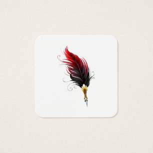 Pluma de plumas rojas con nido de oro