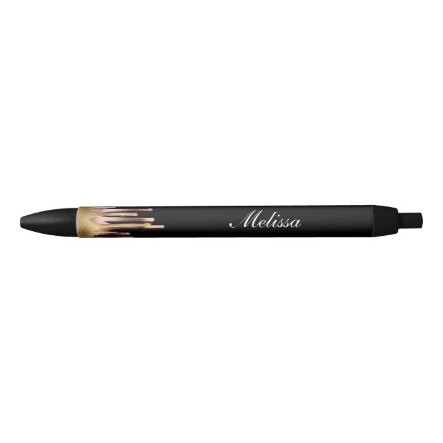 Pluma de tinta negra con goteo de Relieve metaliza (Anverso)