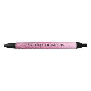 Pluma de tinta negra Purpurina rosa de moda