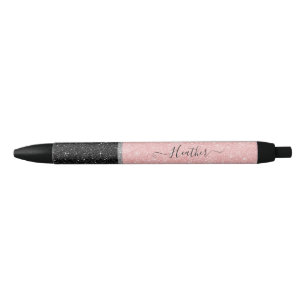 Pluma de tinta negra Purpurina rosa-Girona persona