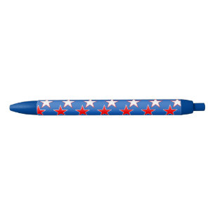 Pluma de tinta Patriótica de Estrellas Blancas y R