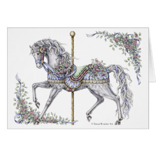 Pluma del caballo del carrusel del verano y