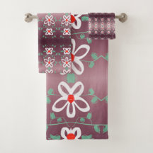 Pluma elegante y floral roja