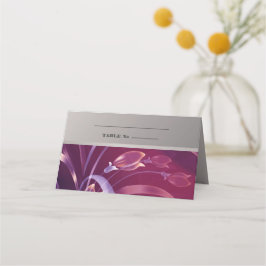 Pluma floral elegante | Tarjeta Silver Table Place