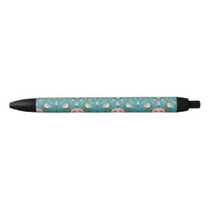 Pluma floral turquesa - Elegante para la escuela y