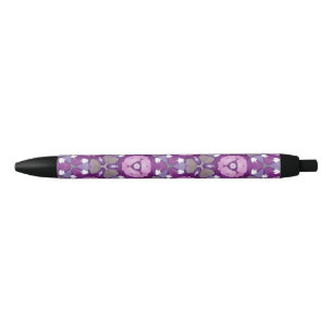 Pluma geométrica floral - acuarela púrpura y rosa
