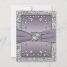 Pluma IMPRESA RIBBON, Pewter Floral RSVP Card 2