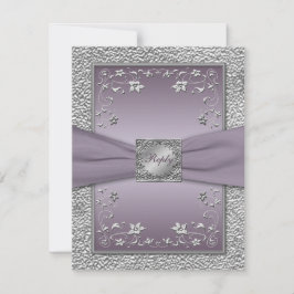 Pluma IMPRESA RIBBON, Pewter Floral RSVP Card 2