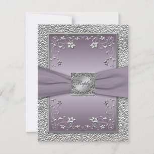 Pluma IMPRESA RIBBON, Pewter Floral RSVP Card 2