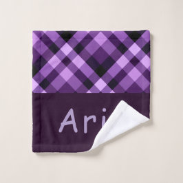 Pluma moderna Purple Plaid Monograma Lavabo