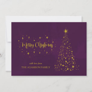 Pluma morada y dorada Feliz Navidad