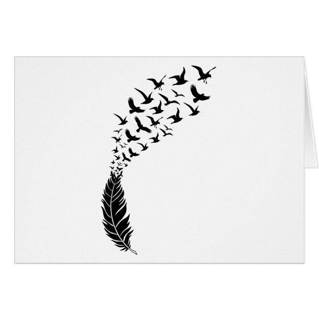 Pluma negra con los pájaros de vuelo (Anverso (Horizontal))