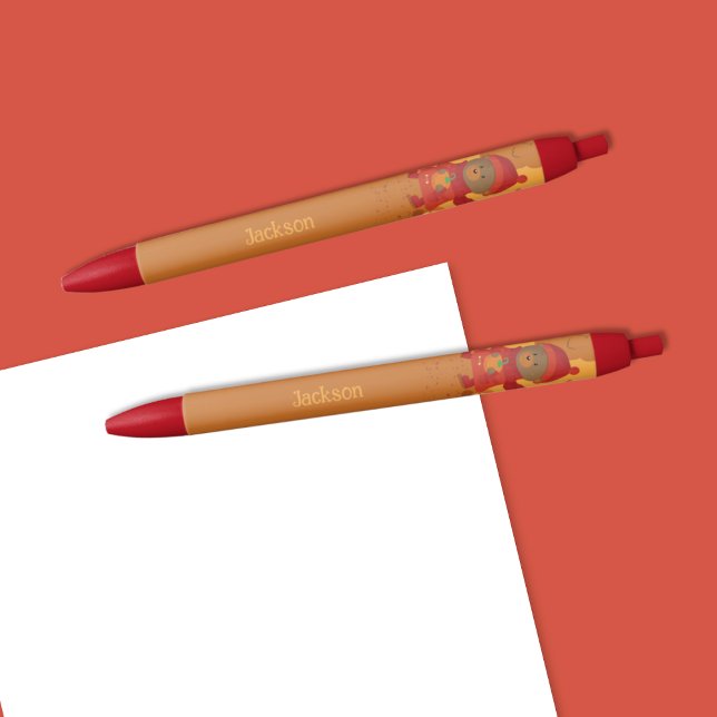 Pluma para el niño del oso de otoño con nombre (Cute autumn bear kid pens with name .)