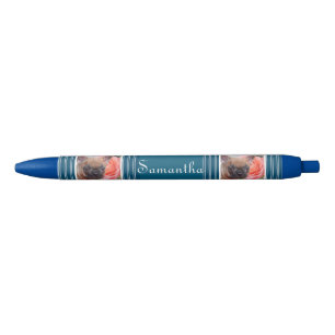 Pluma personalizada azul del bulldog francés