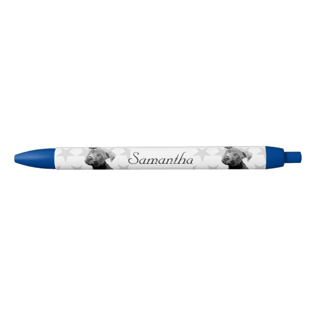 Pluma personalizada azul del perro de Pitbull (Anverso)
