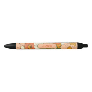 Pluma personalizada con Naranja retro Groove Flora
