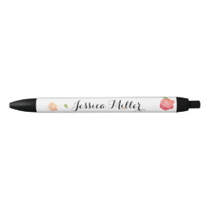 Pluma personalizada de color de agua vintage flora