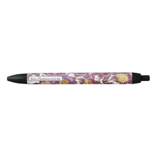 Pluma personalizada de mariposas púrpura rosa