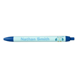 Pluma personalizada de niño pequeño bebé azul