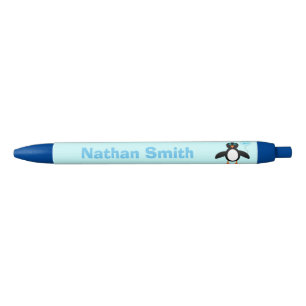 Pluma personalizada de pingüino azul lindo