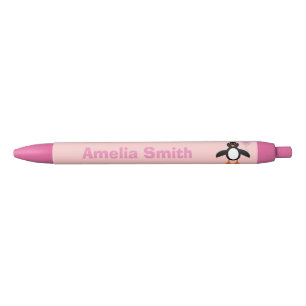 Pluma personalizada de pingüino rosa lindo