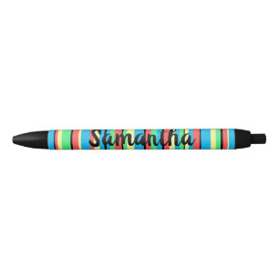 Pluma personalizada editable a rayas divertida y c