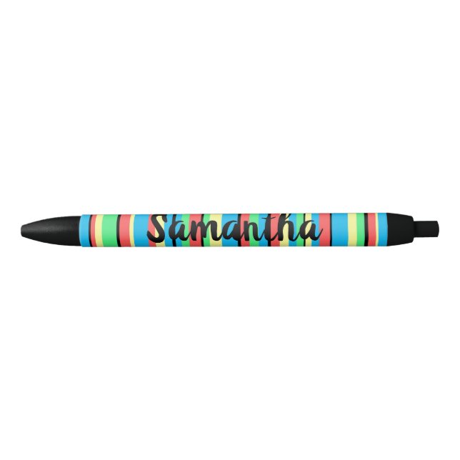 Pluma personalizada editable a rayas divertida y c (Anverso)