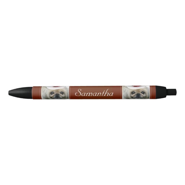 Pluma personalizada Pekingese del navidad (Anverso)