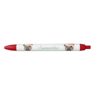 Pluma personalizada perro del bulldog del navidad