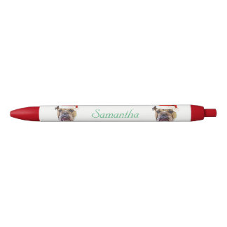 Pluma personalizada perro del bulldog del navidad
