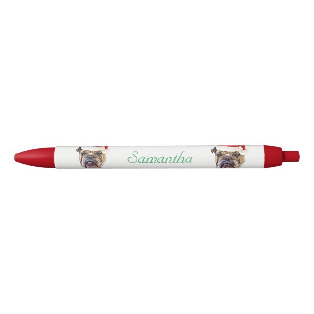 Pluma personalizada perro del bulldog del navidad (Anverso)