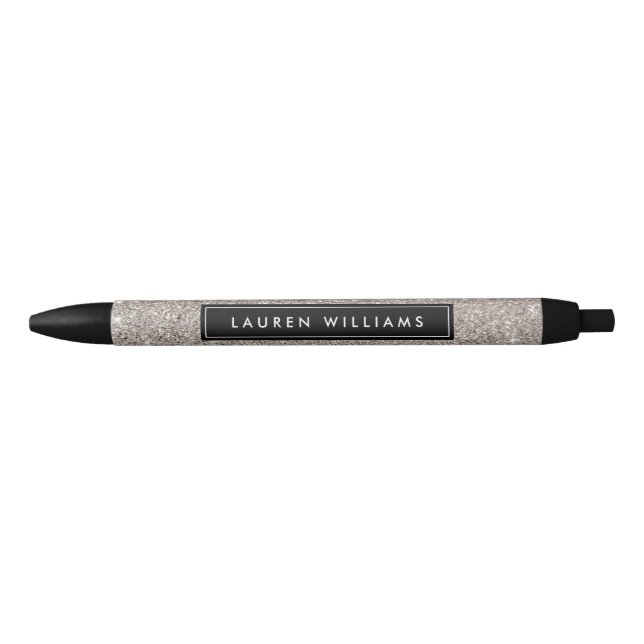 Pluma personalizada Purpurina plateado (Anverso)