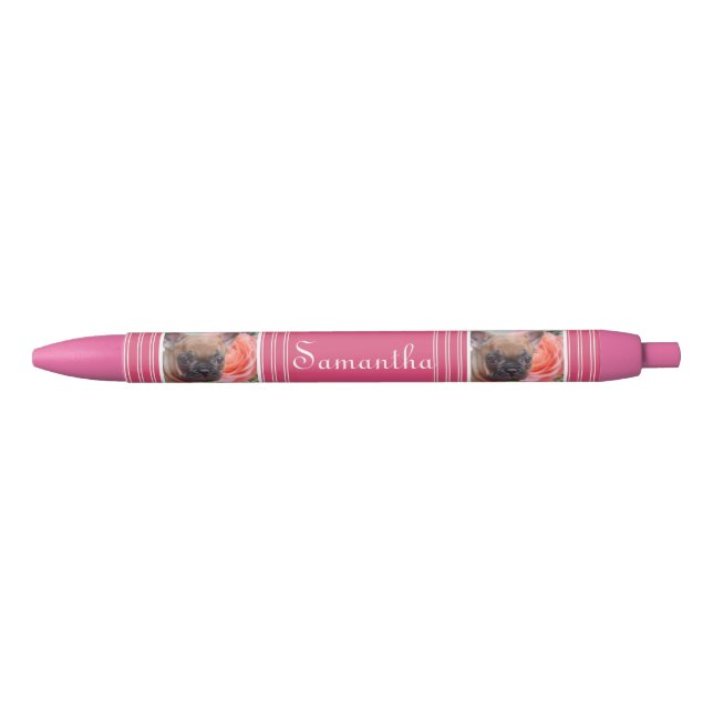 Pluma personalizada rosa del bulldog francés (Anverso)