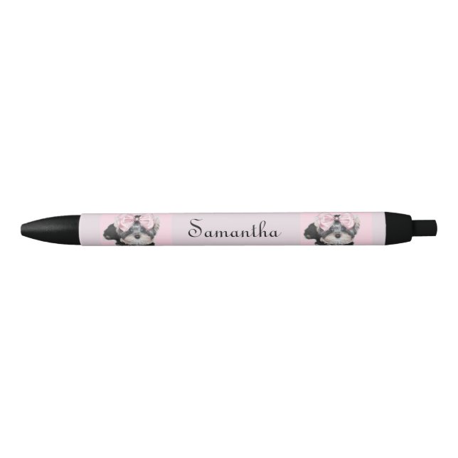 Pluma personalizada rosa del terrier de Yorkshire (Anverso)