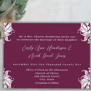 Pluma profunda de la invitación a la boda cristian